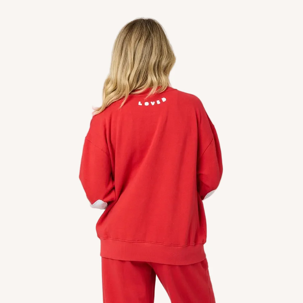 Ex Boyfriend Patchwork Sweatshirt - Washed Red
