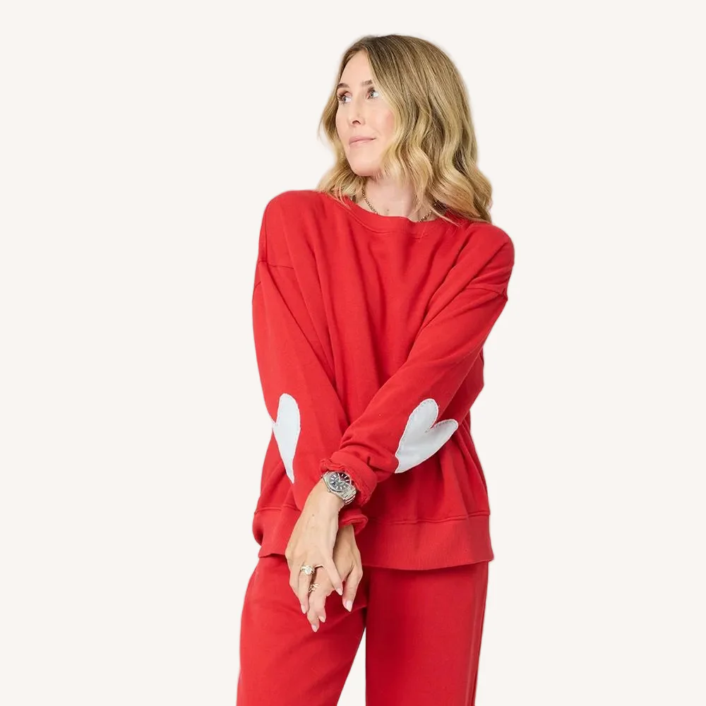 Ex Boyfriend Patchwork Sweatshirt - Washed Red