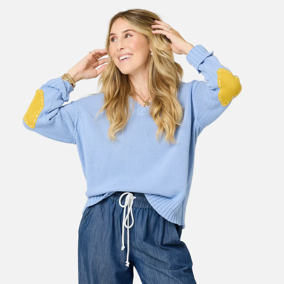 Frenchy V-Neck Sweater - French Blue