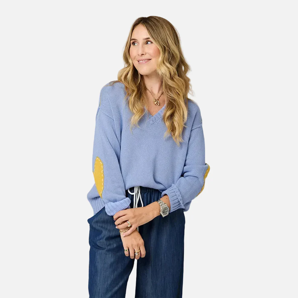Frenchy V-Neck Sweater - French Blue