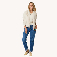 Fringe Shawl Collar Cardigan - Chalk