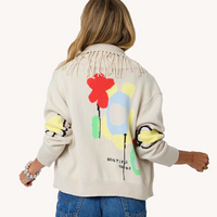 Fringe Shawl Collar Cardigan - Chalk