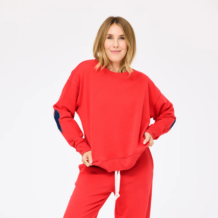 Ex Boyfriend Patchwork Sweatshirt - Poppy Red