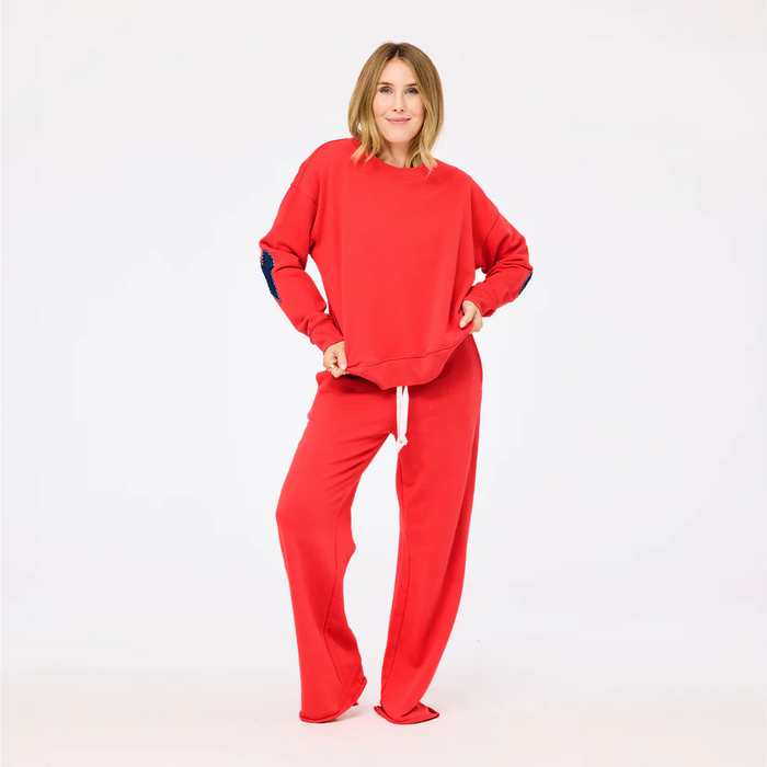 Ex Boyfriend Patchwork Sweatshirt - Poppy Red