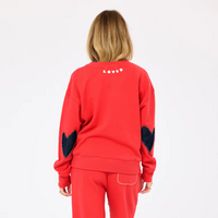 Ex Boyfriend Patchwork Sweatshirt - Poppy Red