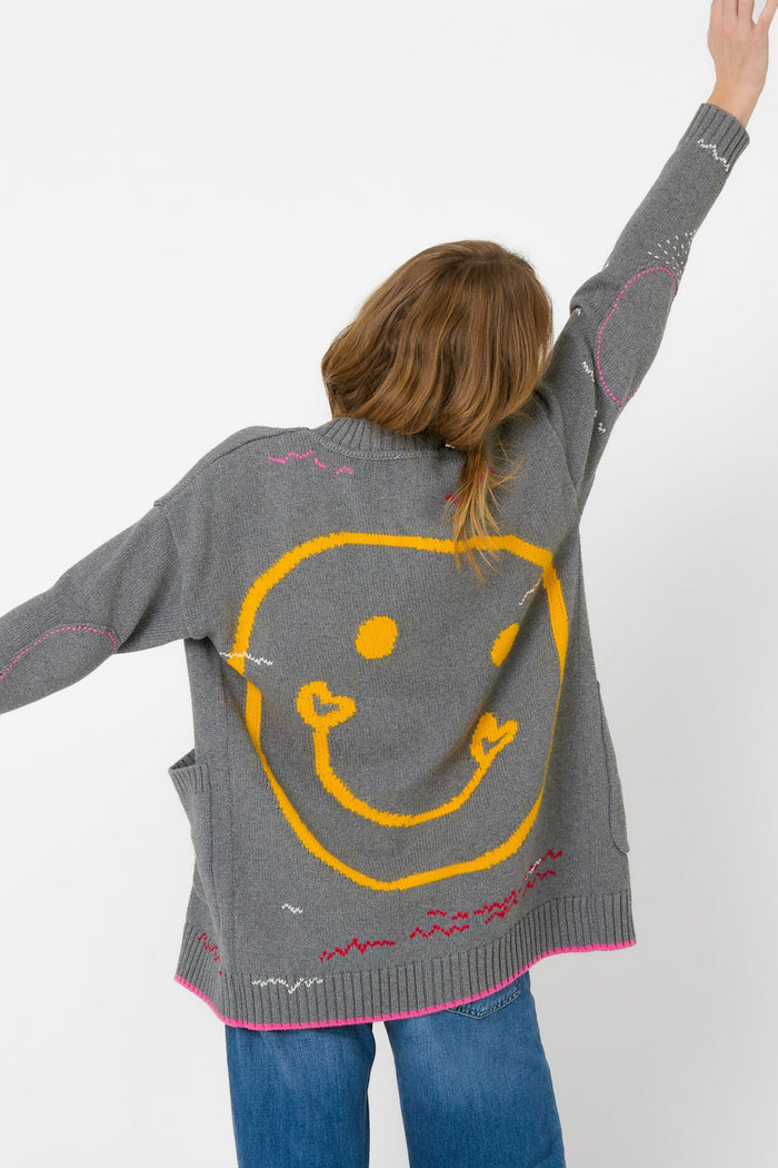 Poppy Cardigan Smiley - Gray