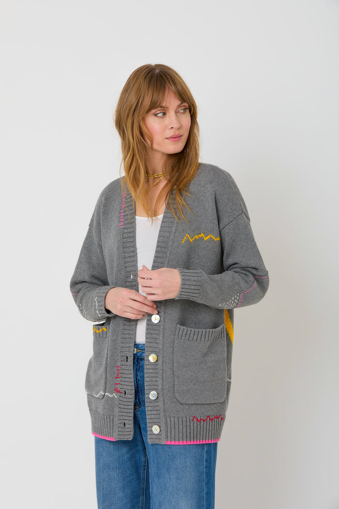 Poppy Cardigan Smiley - Gray