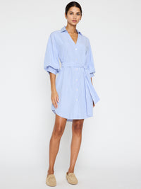 Kate Belted Dress - Blue Stripe