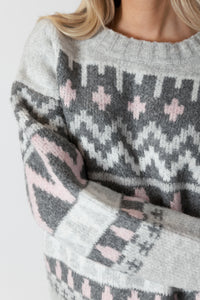 Landen Pullover - Grey/Pink