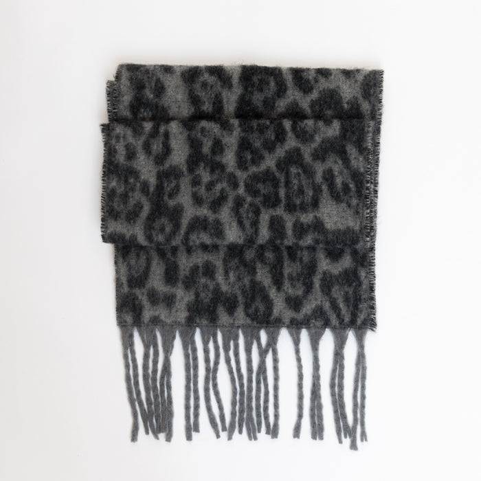 Leopard Scarf - Grey