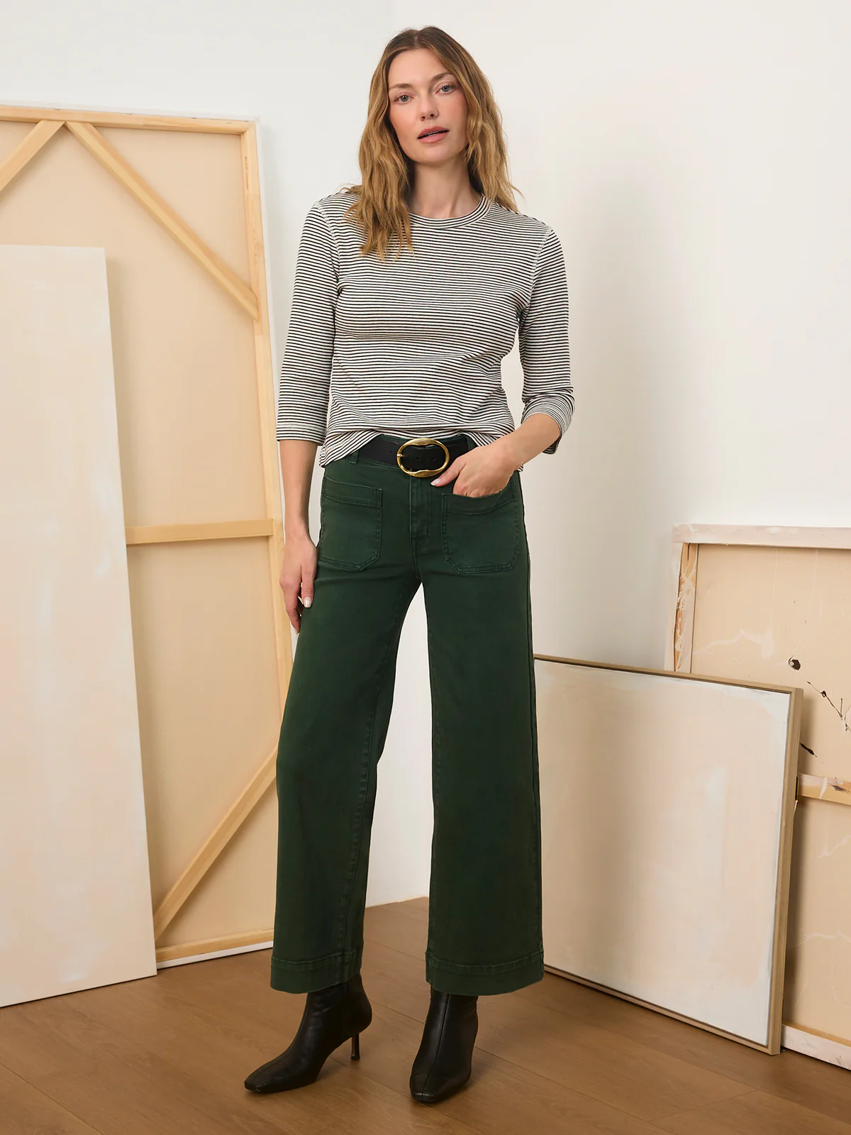 Chelsea Wide Leg - Washed Forest