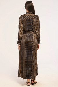 Herminia Dress - Noir Geometry Satin