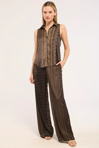 Reya Top - Noir Geometry Satin