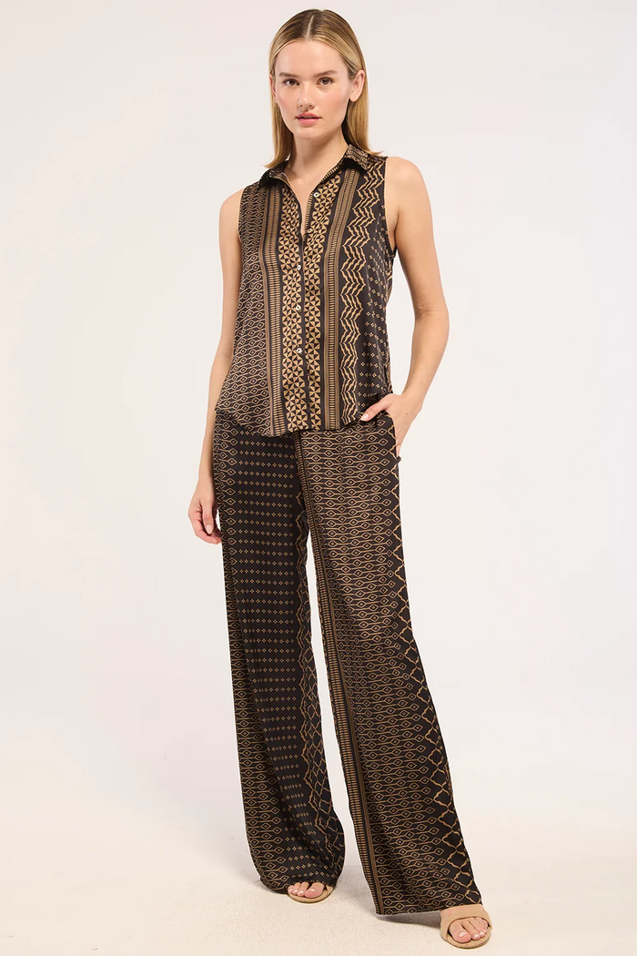 Reya Top - Noir Geometry Satin