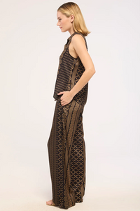 Reya Top - Noir Geometry Satin