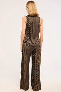 Reya Top - Noir Geometry Satin