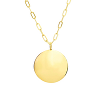 Classic Disc Necklace - Box Chain 18" - Gold