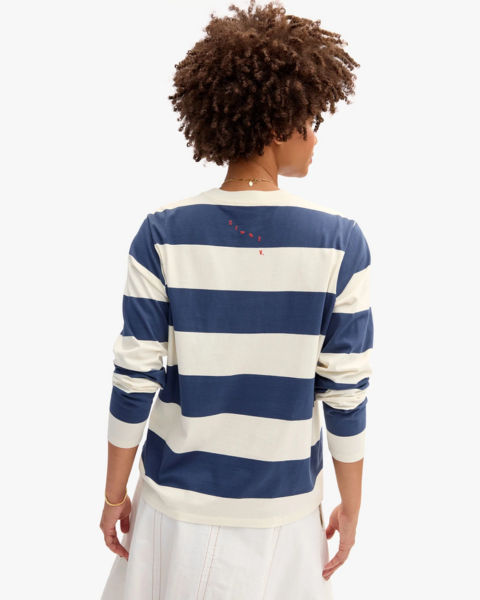 Long Sleeve Tee - Rugby Stripe - Cream/Navy