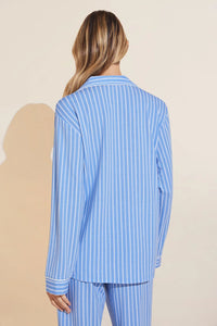 Gisele - The Tencel Modal Long PJ Set - Nordic Stripes Vista Blue/Ivory