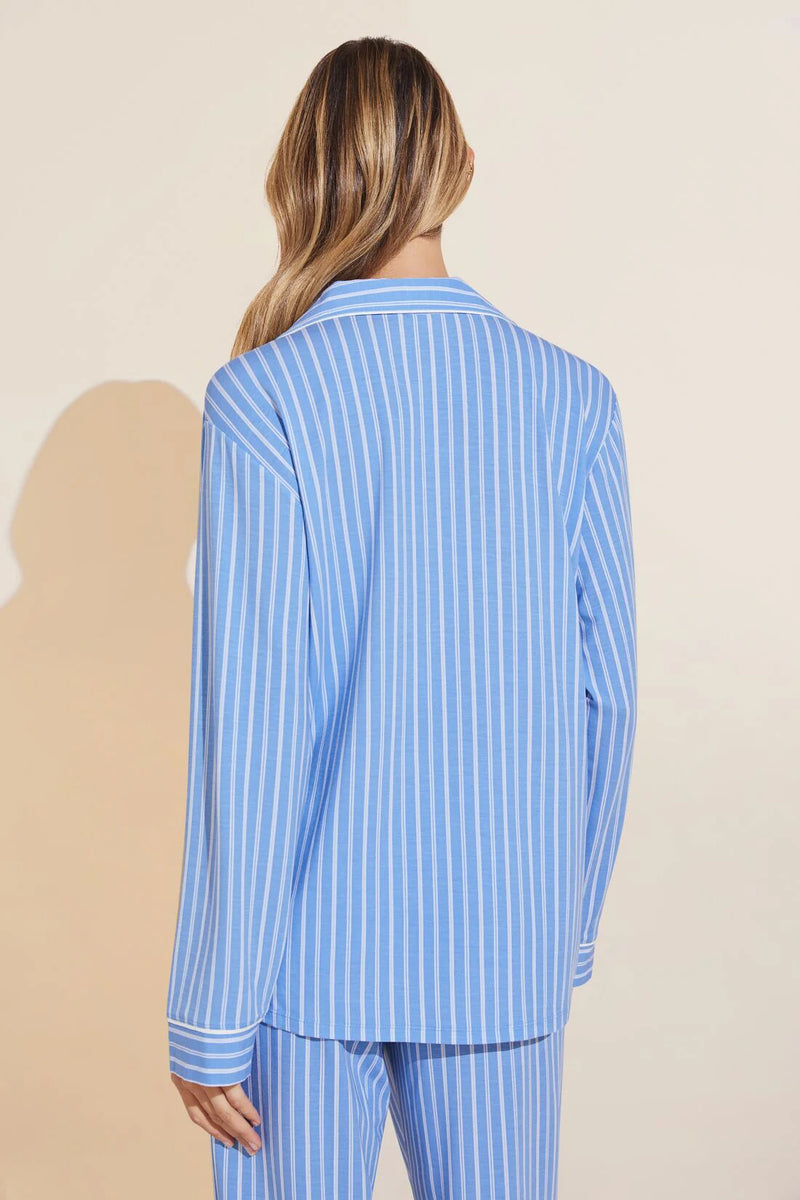 Gisele - The Tencel Modal Long PJ Set - Nordic Stripes Vista Blue/Ivory