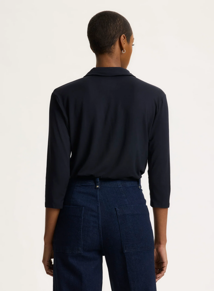 Soft Touch 3/4 Sleeve Semi Relaxed Shirt - Marine