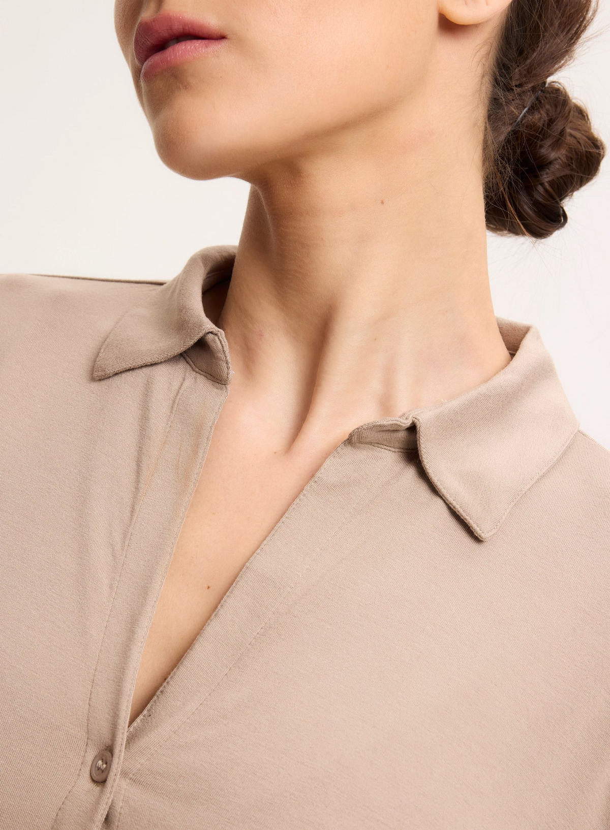 Soft Touch 3/4 Sleeve Semi Relaxed Shirt - Desert