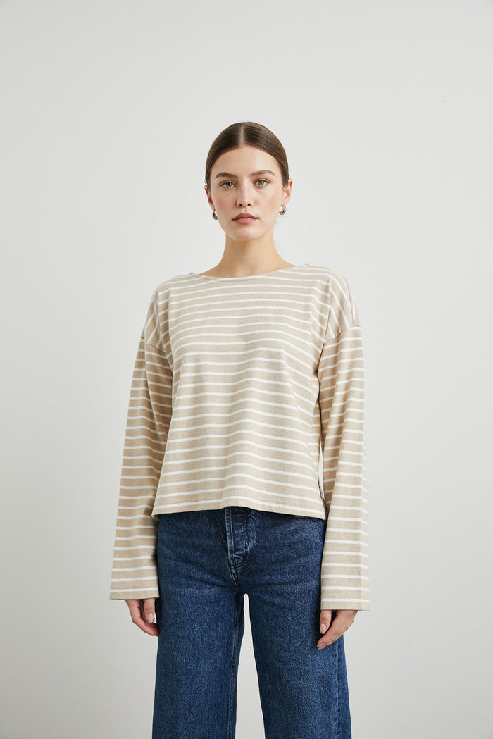 Macy Top - Heather Beige Stripe