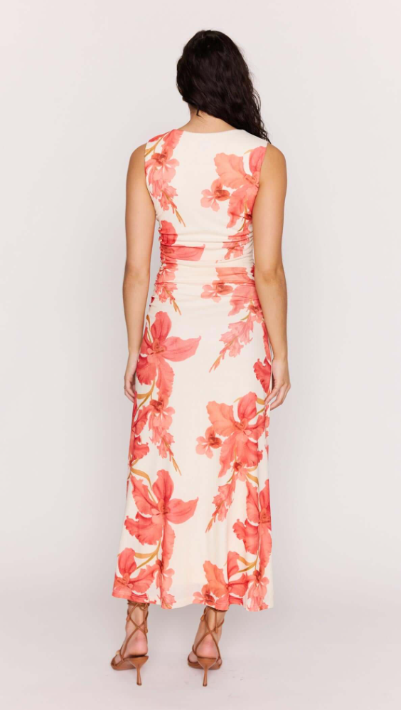 Isla Mesh Midi Dress - Peach