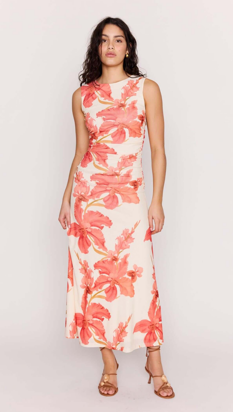 Isla Mesh Midi Dress - Peach