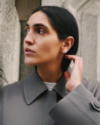 Mini Woven Square Earrings - Silver