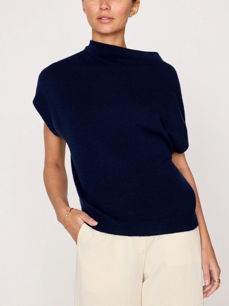 Morten Funnel Neck Top - Navy