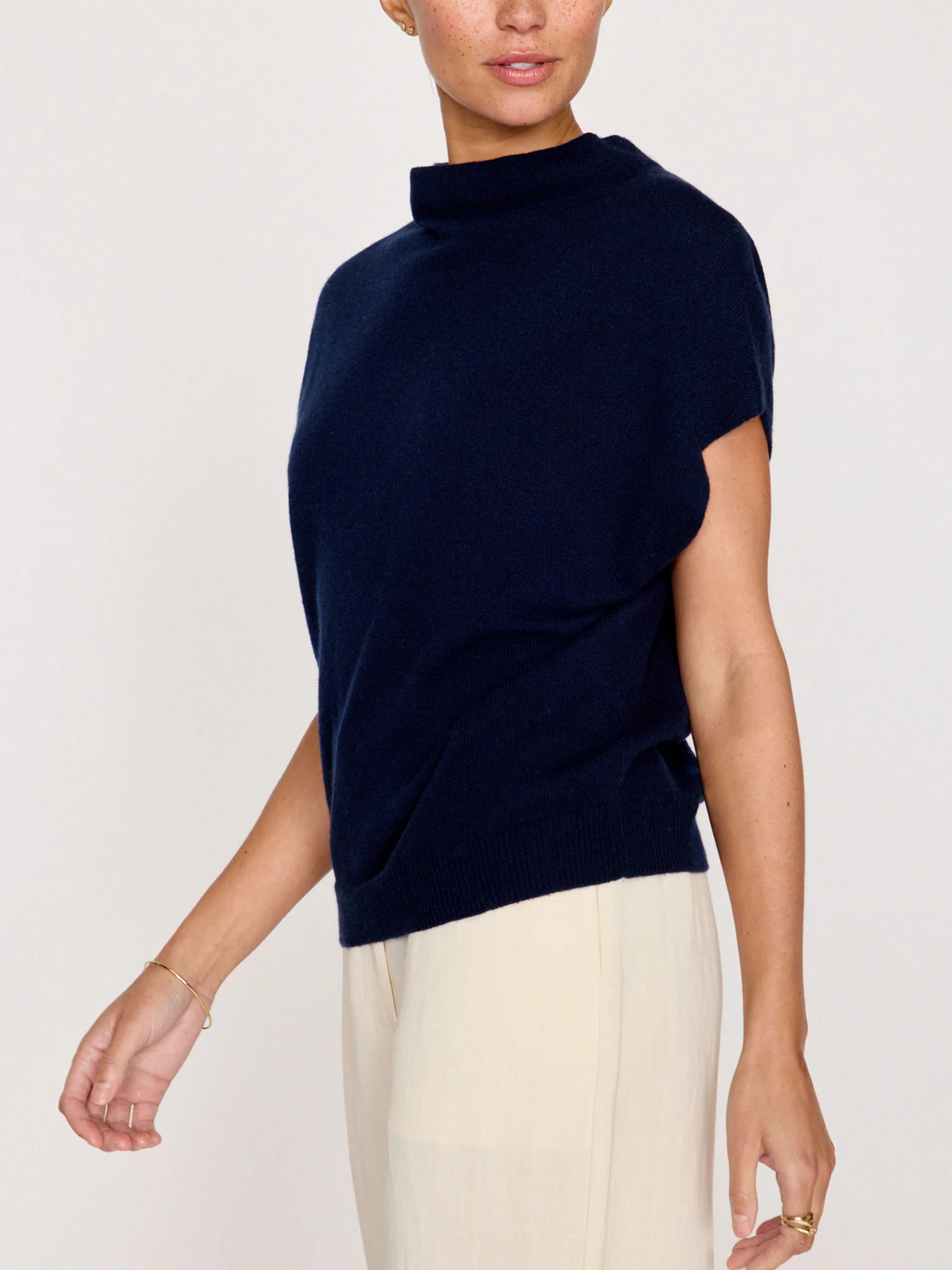 Morten Funnel Neck Top - Navy