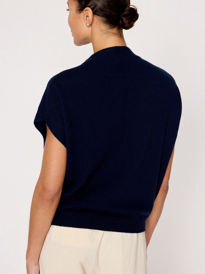 Morten Funnel Neck Top - Navy