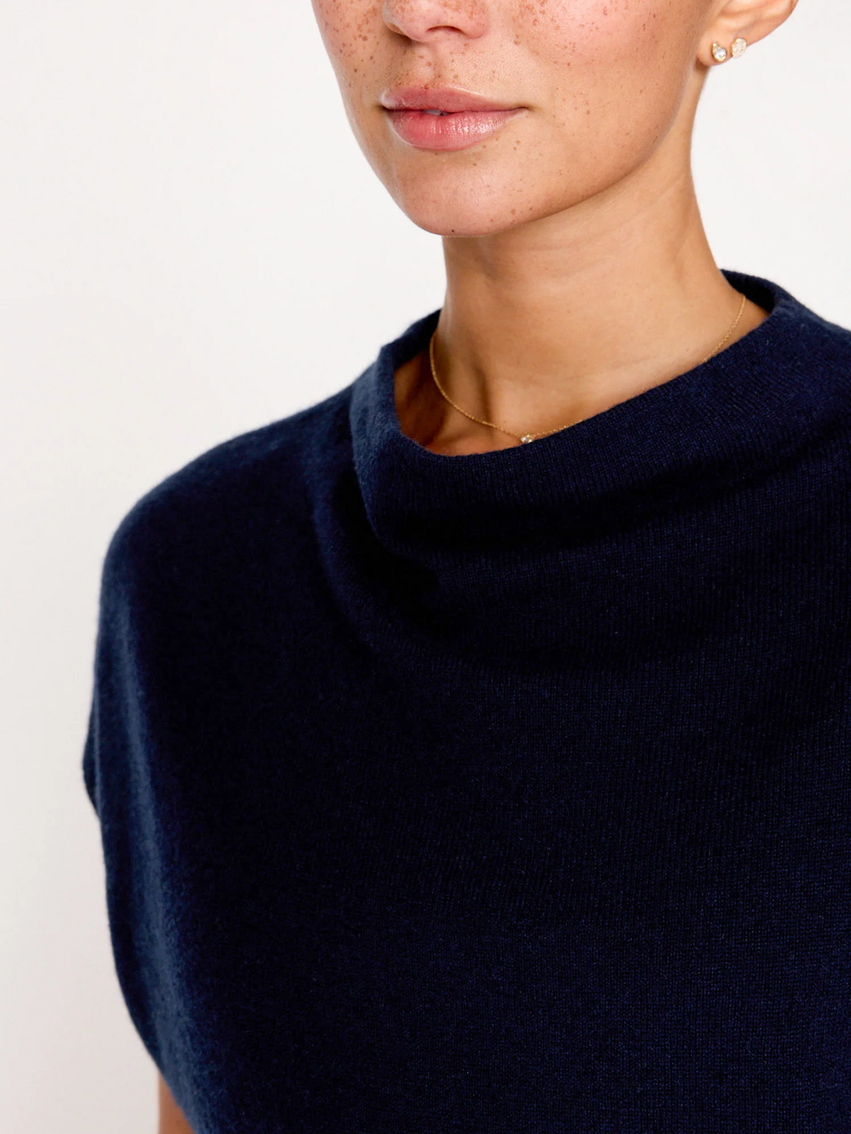 Morten Funnel Neck Top - Navy