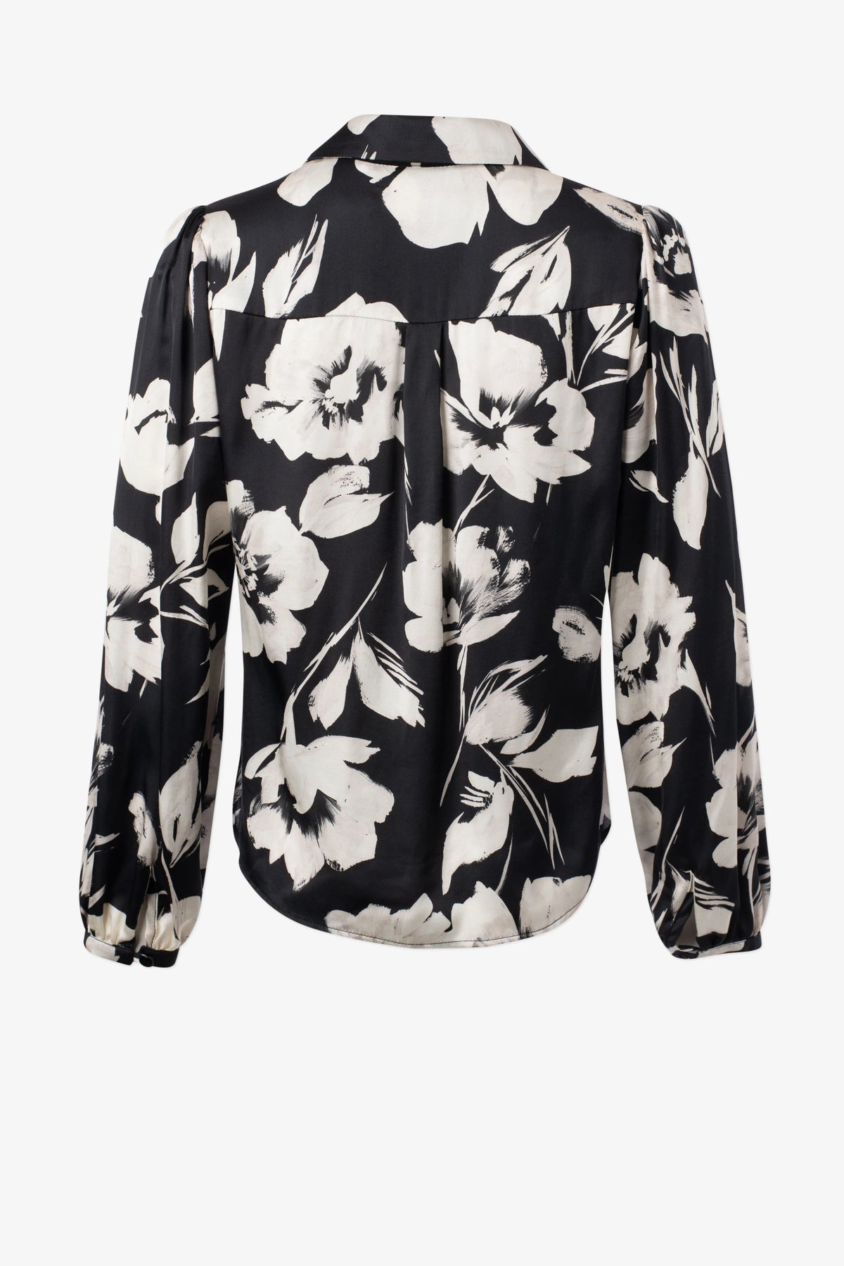 Printed Button Down Blouse - Satin Ivory Floral