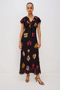 Neela Dress - Onyx Blurred Floral