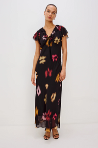 Neela Dress - Onyx Blurred Floral