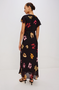 Neela Dress - Onyx Blurred Floral