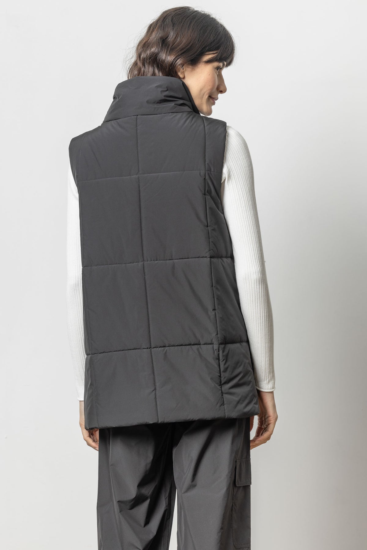 Nylon Long Vest - Jet Black