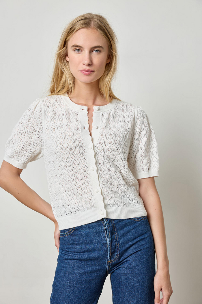 Pointelle Cardigan - White