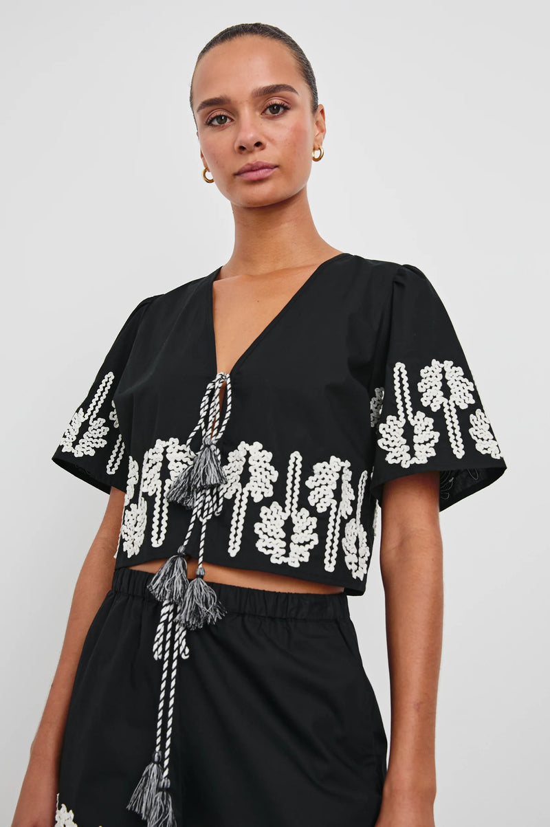 Pari Top - Black Ivory Palm Trees