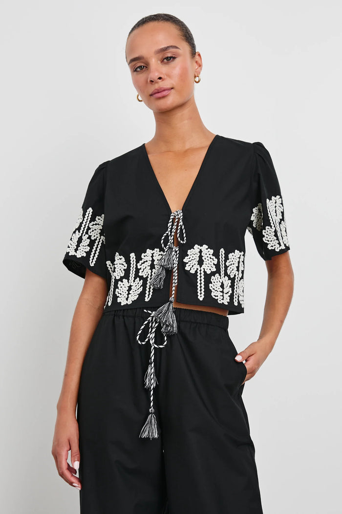 Pari Top - Black Ivory Palm Trees