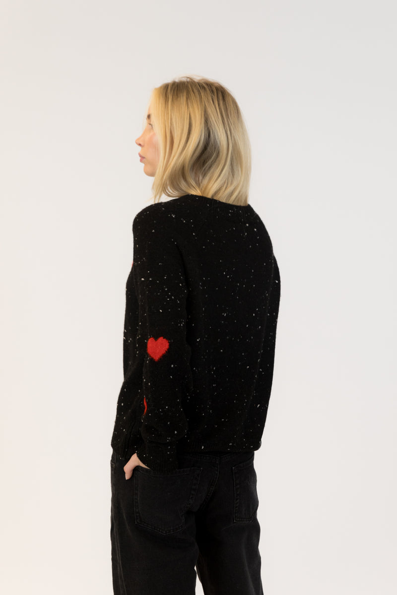 Philippa Pullover - Black/Red Fleck