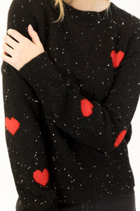 Philippa Pullover - Black/Red Fleck