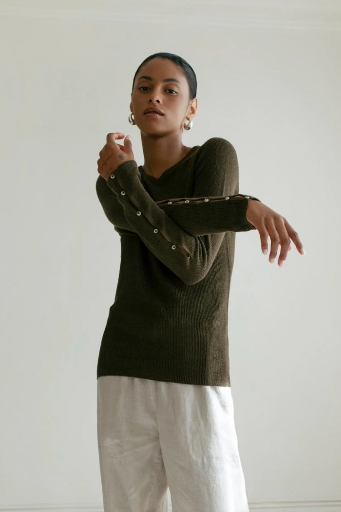 Moira Long Sleeve - Dark Olive Mix