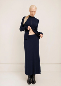 Gabrielle Rib Zip Jacket - French Navy