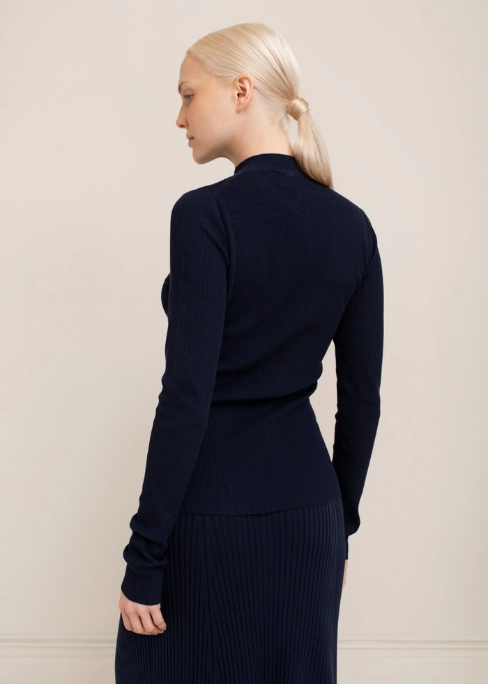 Gabrielle Rib Zip Jacket - French Navy