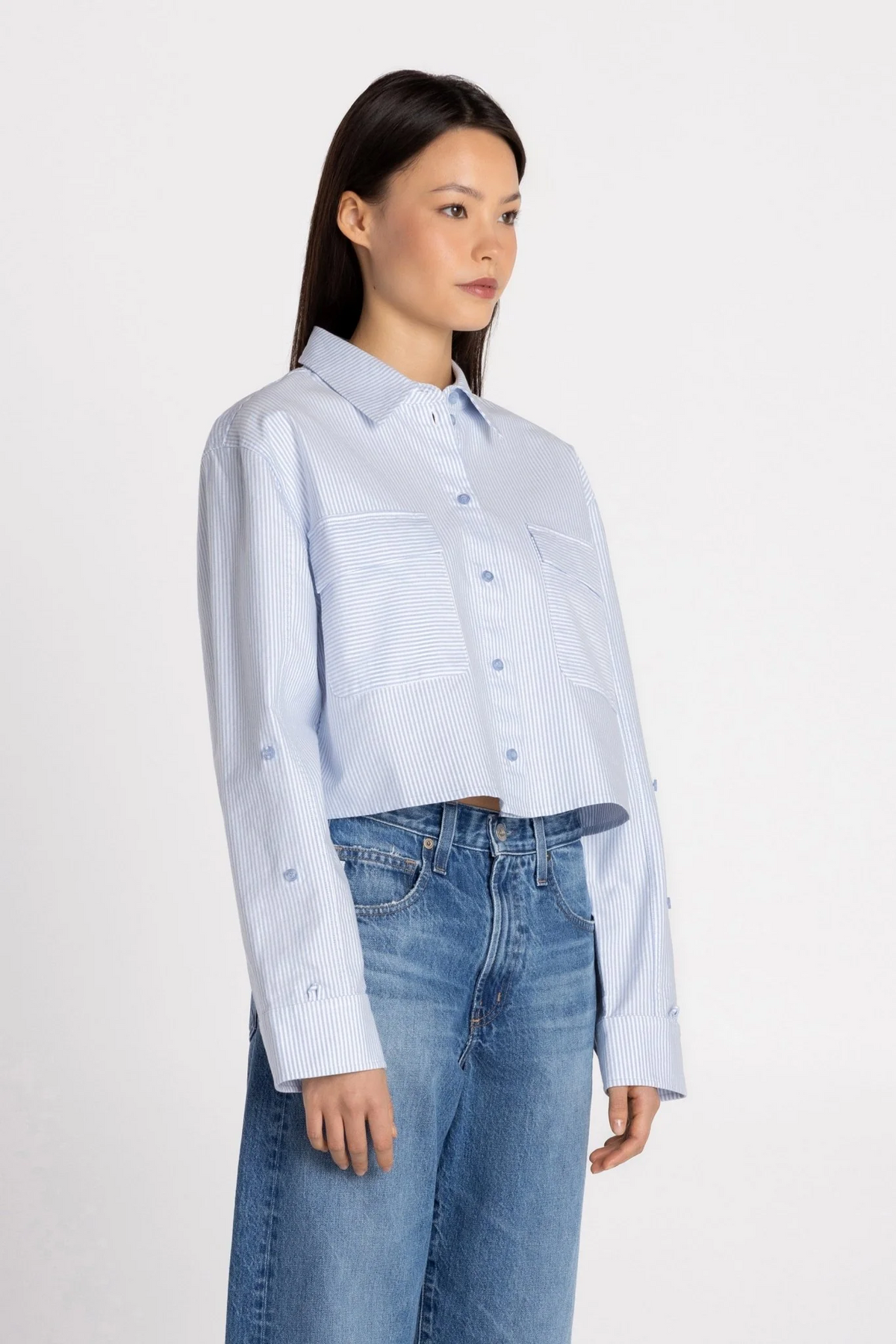The Modern Cropped Shirt - Icy Stripes