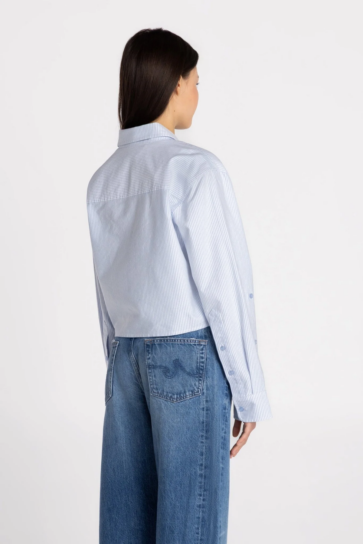 The Modern Cropped Shirt - Icy Stripes