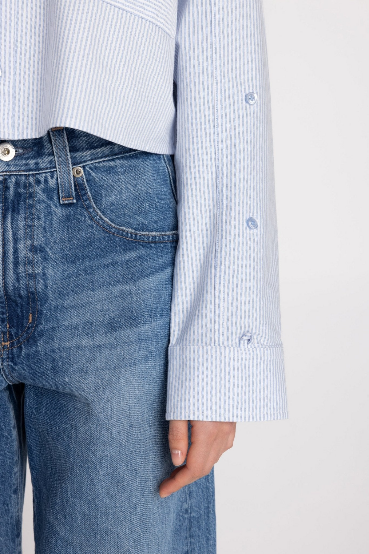 The Modern Cropped Shirt - Icy Stripes